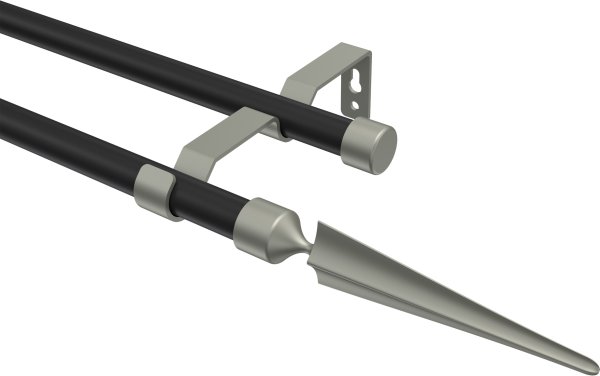 Gardinenstange Metall 16 mm Ø 2-läufig OLYMP - Lorenzo Schwarz / Chrom matt (ohne Ringe) 100 cm