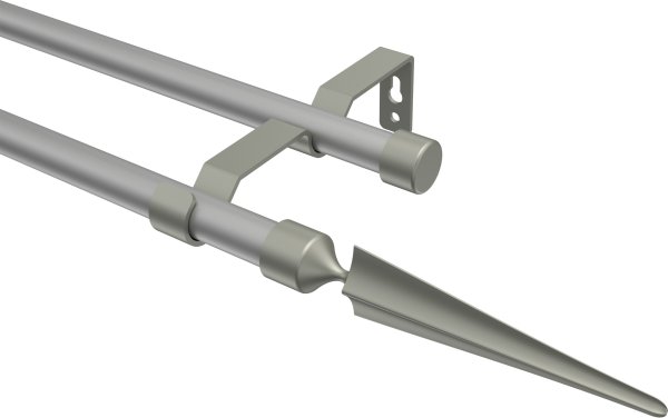 Gardinenstange Metall 16 mm Ø 2-läufig OLYMP - Lorenzo Silbergrau / Chrom matt (ohne Ringe) 100 cm