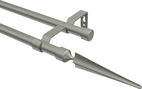 Gardinenstange Metall 16 mm Ø 2-läufig OLYMP - Lorenzo Chrom matt (ohne Ringe) 100 cm