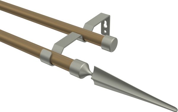 Gardinenstange Metall 16 mm Ø 2-läufig OLYMP - Lorenzo Gold matt / Chrom matt (ohne Ringe) 100 cm