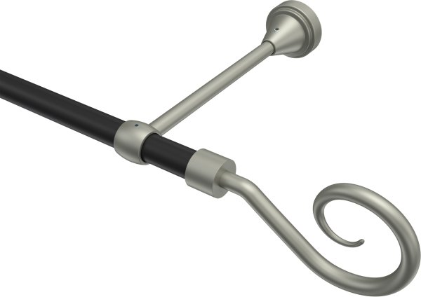 Gardinenstange Metall 16 mm Ø PRIMUS - Allegra Schwarz / Chrom matt (ohne Ringe) 100 cm