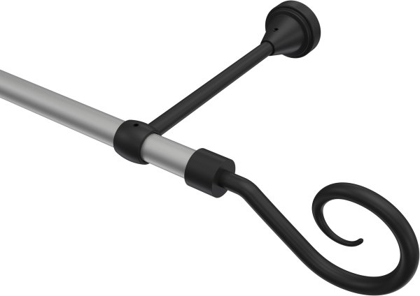 Gardinenstange Metall 16 mm Ø PRIMUS - Allegra Silbergrau / Schwarz (ohne Ringe) 100 cm