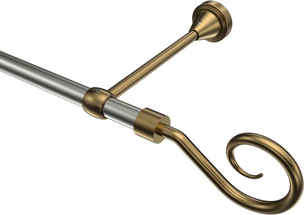 Gardinenstange Metall 16 mm Ø PRIMUS - Allegra Edelstahl-Optik / Messing Antik (ohne Ringe) 100 cm