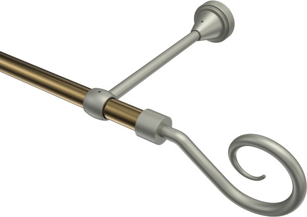 Gardinenstange Metall 16 mm Ø PRIMUS - Allegra Messing Antik / Chrom matt (ohne Ringe) 100 cm