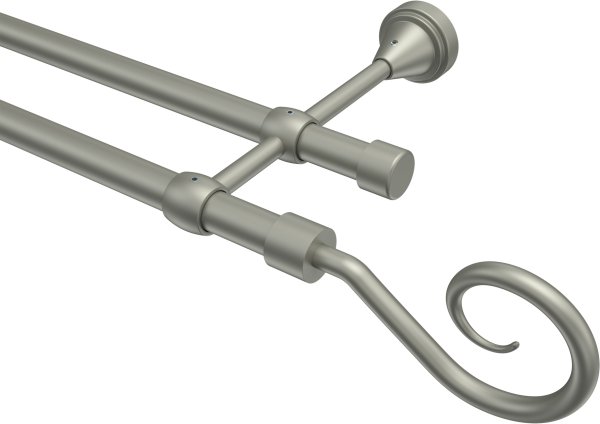 Gardinenstange Metall 16 mm Ø 2-läufig PRIMUS - Allegra Chrom matt (ohne Ringe) 100 cm