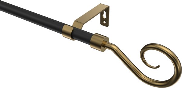 Gardinenstange Metall 16 mm Ø OLYMP - Allegra Schwarz / Messing Antik (ohne Ringe) 100 cm