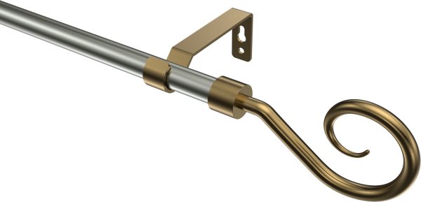 Gardinenstange Metall 16 mm Ø OLYMP - Allegra Edelstahl-Optik / Messing Antik (ohne Ringe) 100 cm