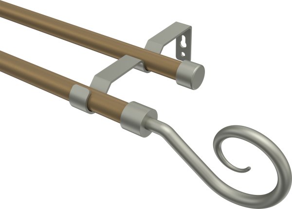 Gardinenstange Metall 16 mm Ø 2-läufig OLYMP - Allegra Gold matt / Chrom matt (ohne Ringe) 100 cm