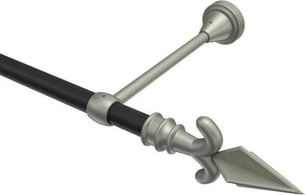 Gardinenstange Metall 16 mm Ø PRIMUS - Matteo Schwarz / Chrom matt (ohne Ringe) 100 cm