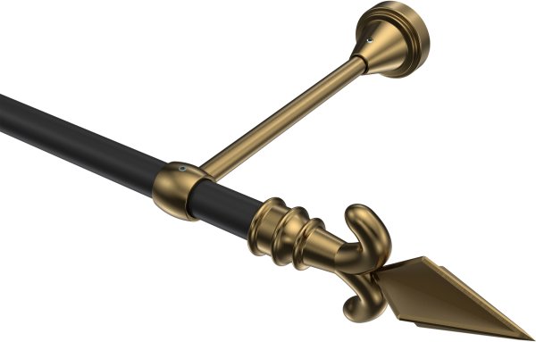Gardinenstange Metall 16 mm Ø PRIMUS - Matteo Schwarz / Messing Antik (ohne Ringe) 100 cm