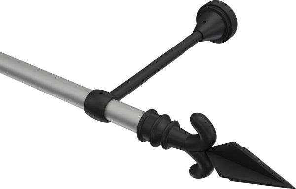 Gardinenstange Metall 16 mm Ø PRIMUS - Matteo Silbergrau / Schwarz (ohne Ringe) 100 cm