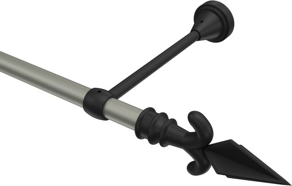 Gardinenstange Metall 16 mm Ø PRIMUS - Matteo Chrom matt / Schwarz (ohne Ringe) 100 cm