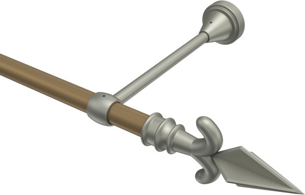 Gardinenstange Metall 16 mm Ø PRIMUS - Matteo Gold matt / Chrom matt (ohne Ringe) 100 cm