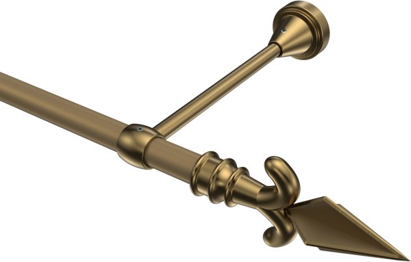 Gardinenstange Metall 16 mm Ø PRIMUS - Matteo Gold matt / Messing Antik (ohne Ringe) 100 cm