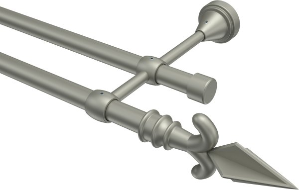 Gardinenstange Metall 16 mm Ø 2-läufig PRIMUS - Matteo Chrom matt (ohne Ringe) 100 cm