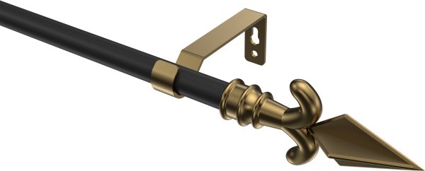 Gardinenstange Metall 16 mm Ø OLYMP - Matteo Schwarz / Messing Antik (ohne Ringe) 100 cm