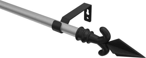 Gardinenstange Metall 16 mm Ø OLYMP - Matteo Silbergrau / Schwarz (ohne Ringe) 100 cm