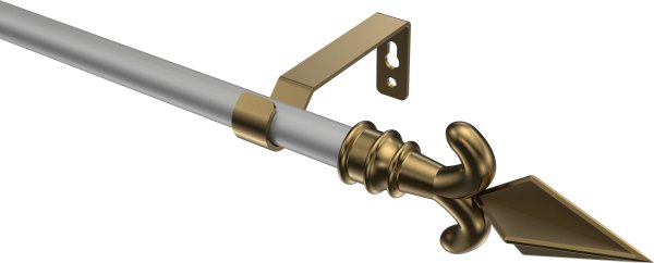 Gardinenstange Metall 16 mm Ø OLYMP - Matteo Silbergrau / Messing Antik (ohne Ringe) 100 cm