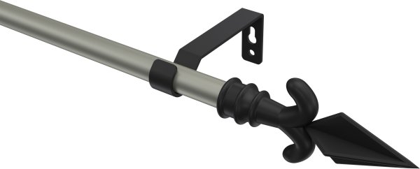 Gardinenstange Metall 16 mm Ø OLYMP - Matteo Chrom matt / Schwarz (ohne Ringe) 100 cm