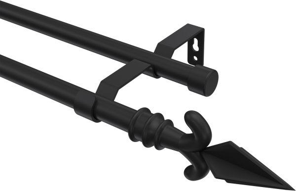 Gardinenstange Metall 16 mm Ø 2-läufig OLYMP - Matteo Schwarz (ohne Ringe) 100 cm