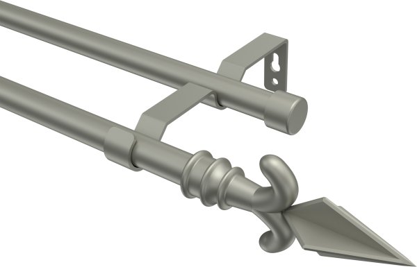 Gardinenstange Metall 16 mm Ø 2-läufig OLYMP - Matteo Chrom matt (ohne Ringe) 100 cm