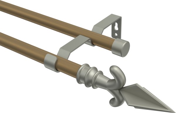 Gardinenstange Metall 16 mm Ø 2-läufig OLYMP - Matteo Gold matt / Chrom matt (ohne Ringe) 100 cm