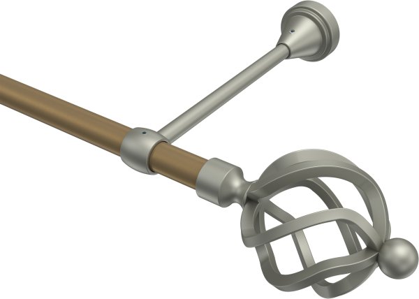 Gardinenstange Metall 16 mm Ø PRIMUS - Paolo Gold matt / Chrom matt (ohne Ringe) 100 cm