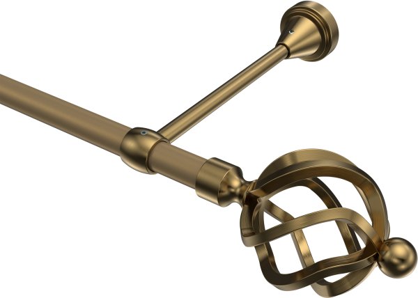 Gardinenstange Metall 16 mm Ø PRIMUS - Paolo Gold matt / Messing Antik (ohne Ringe) 100 cm