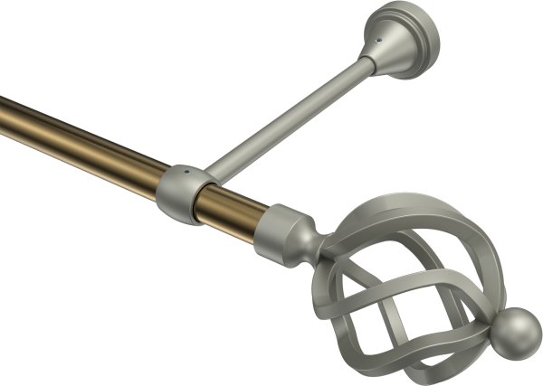 Gardinenstange Metall 16 mm Ø PRIMUS - Paolo Messing Antik / Chrom matt (ohne Ringe) 100 cm