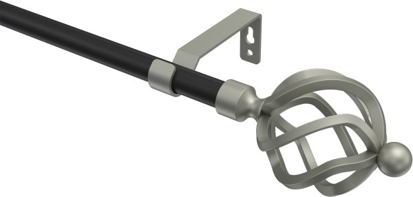 Gardinenstange Metall 16 mm Ø OLYMP - Paolo Schwarz / Chrom matt (ohne Ringe) 100 cm