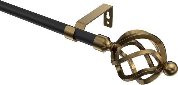 Gardinenstange Metall 16 mm Ø OLYMP - Paolo Schwarz / Messing Antik (ohne Ringe) 100 cm