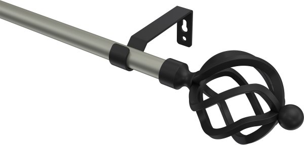 Gardinenstange Metall 16 mm Ø OLYMP - Paolo Chrom matt / Schwarz (ohne Ringe) 100 cm