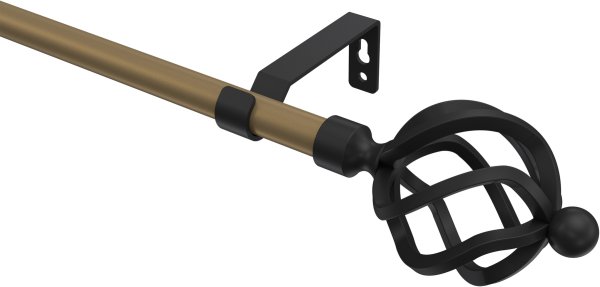 Gardinenstange Metall 16 mm Ø OLYMP - Paolo Gold matt / Schwarz (ohne Ringe) 100 cm