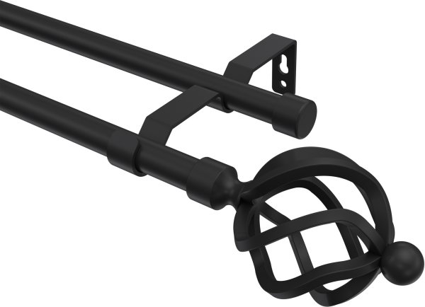 Gardinenstange Metall 16 mm Ø 2-läufig OLYMP - Paolo Schwarz (ohne Ringe) 100 cm