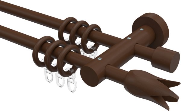 Gardinenstange Holz 16 mm Ø 2-läufig ADRIAN - Flower Nussbaum lackiert