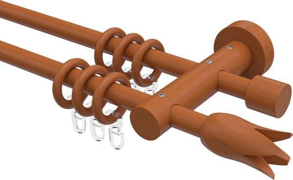 Gardinenstange Holz 16 mm Ø 2-läufig ADRIAN - Flower Kirschbaum lackiert