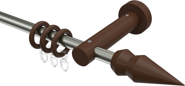Gardinenstange Edelstahl / Holz Nussbaum lackiert 16 mm Ø ADRIAN - Doman