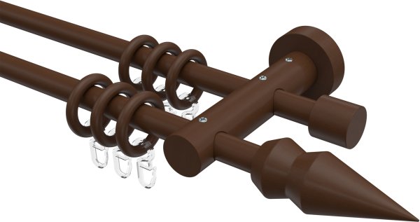 Gardinenstange Holz 16 mm Ø 2-läufig ADRIAN - Doman Nussbaum lackiert
