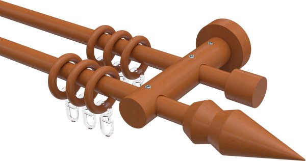 Gardinenstange Holz 16 mm Ø 2-läufig ADRIAN - Doman Kirschbaum lackiert