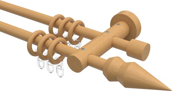 Gardinenstange Holz 16 mm Ø 2-läufig ADRIAN - Doman Buche lackiert