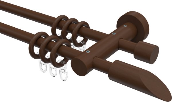 Gardinenstange Holz 16 mm Ø 2-läufig ADRIAN - Franca Nussbaum lackiert