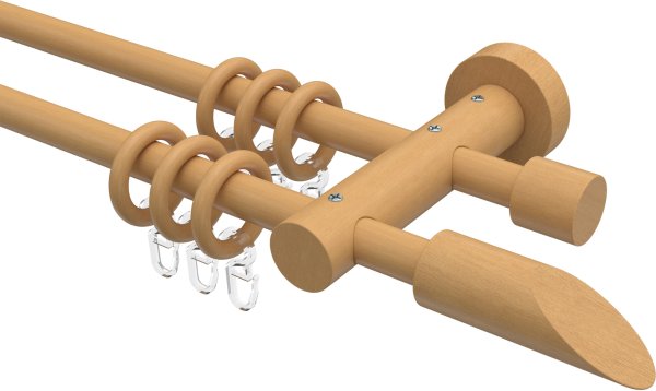 Gardinenstange Holz 16 mm Ø 2-läufig ADRIAN - Franca Buche lackiert