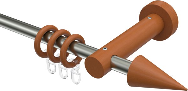 Gardinenstange Edelstahl / Holz Kirschbaum lackiert 16 mm Ø ADRIAN - Holly