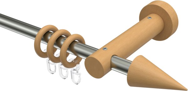 Gardinenstange Edelstahl / Holz Buche lackiert 16 mm Ø ADRIAN - Holly