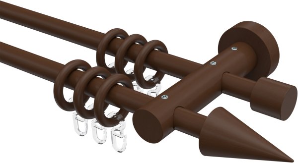 Gardinenstange Holz 16 mm Ø 2-läufig ADRIAN - Holly Nussbaum lackiert