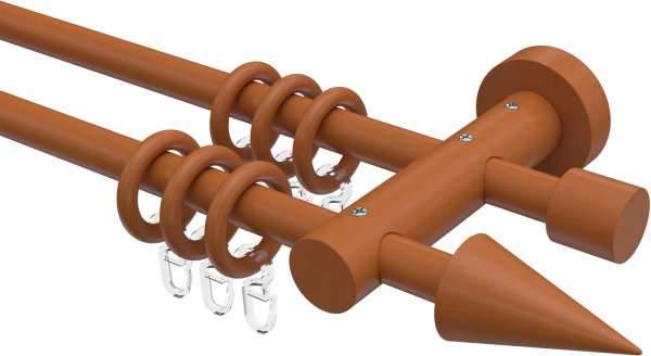 Gardinenstange Holz 16 mm Ø 2-läufig ADRIAN - Holly Kirschbaum lackiert