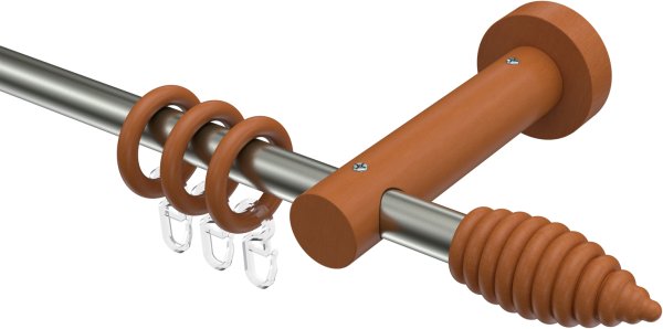 Gardinenstange Edelstahl / Holz Kirschbaum lackiert 16 mm Ø ADRIAN - Asta