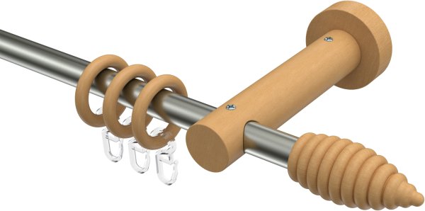 Gardinenstange Edelstahl / Holz Buche lackiert 16 mm Ø ADRIAN - Asta