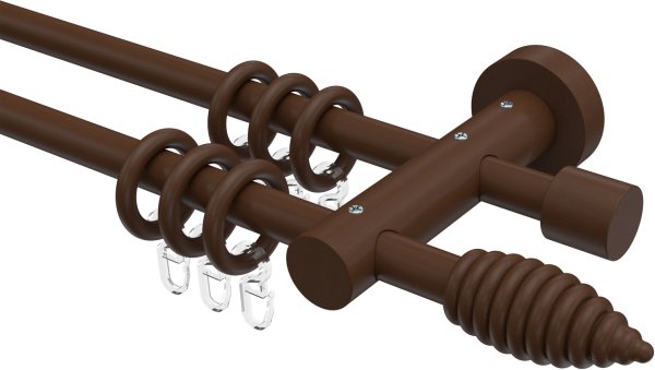 Gardinenstange Holz 16 mm Ø 2-läufig ADRIAN - Asta Nussbaum lackiert