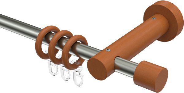 Gardinenstange Edelstahl / Holz Kirschbaum lackiert 16 mm Ø ADRIAN - Pin